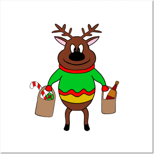 Merry Christmas Funny Reindeer Posters and Art